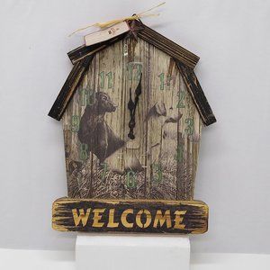 "Welcome" Wooden Barn Clock Barn Wood Rustic Finish Tractor Supply Company - NWT